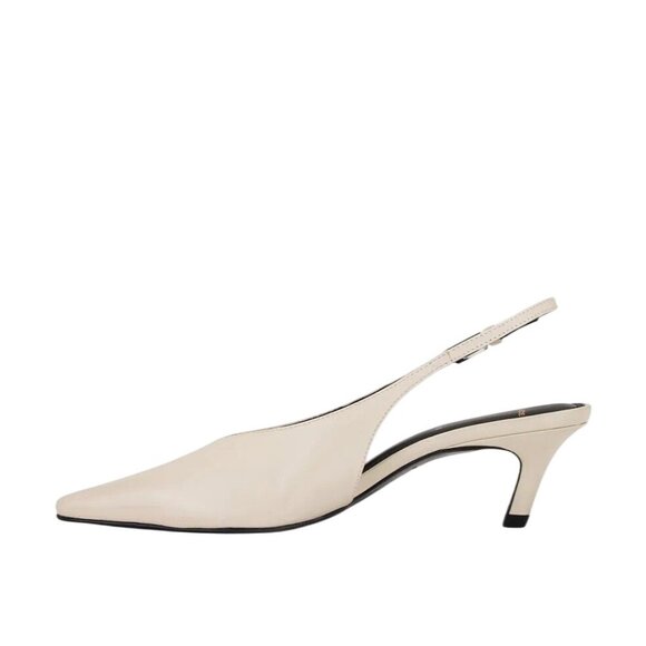 BLACK SUEDE STUDIO Lou 50 Slingback in Swan Leather Ivory 40 With Box Womens - Picture 4 of 13